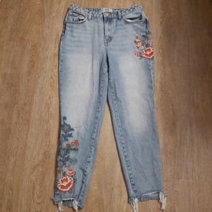 New Look Floral Embroidered Mom Jeans